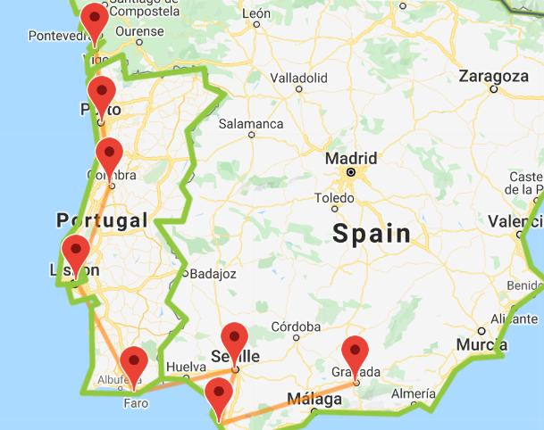 travel between spain and portugal covid